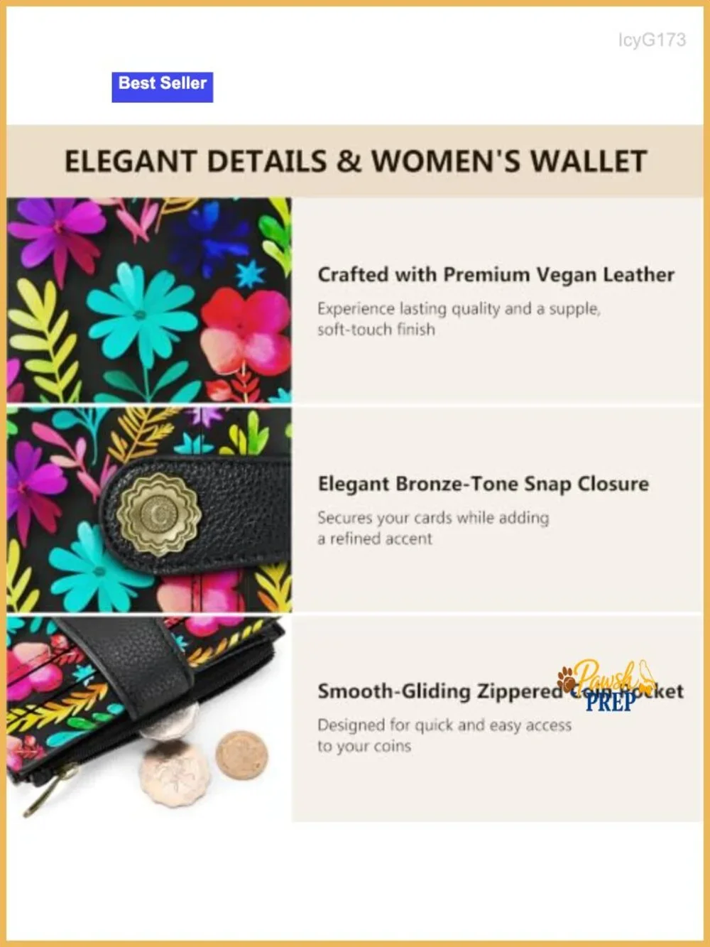 RFID Blocking Bifold Wallet Faux Leather 10 Card Slots Zippered Coin Pocket
